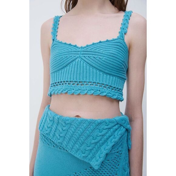 Jonathan Simkhai NWT Ofira Patchwork Top in Laguna Size L - Picture 1 of 10